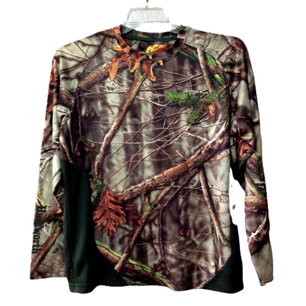 Huntworth Oak Tree Men Camo Fishing Hunting Hiking Shirt Brown Gorpcore Medium